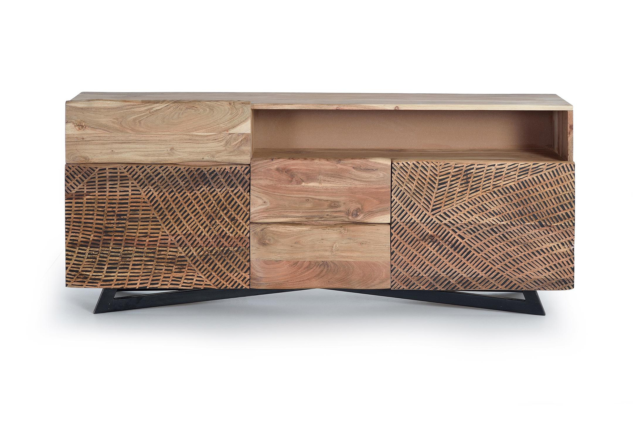 Aparador yakarta de madera de acacia y metal en color natural 160 cm