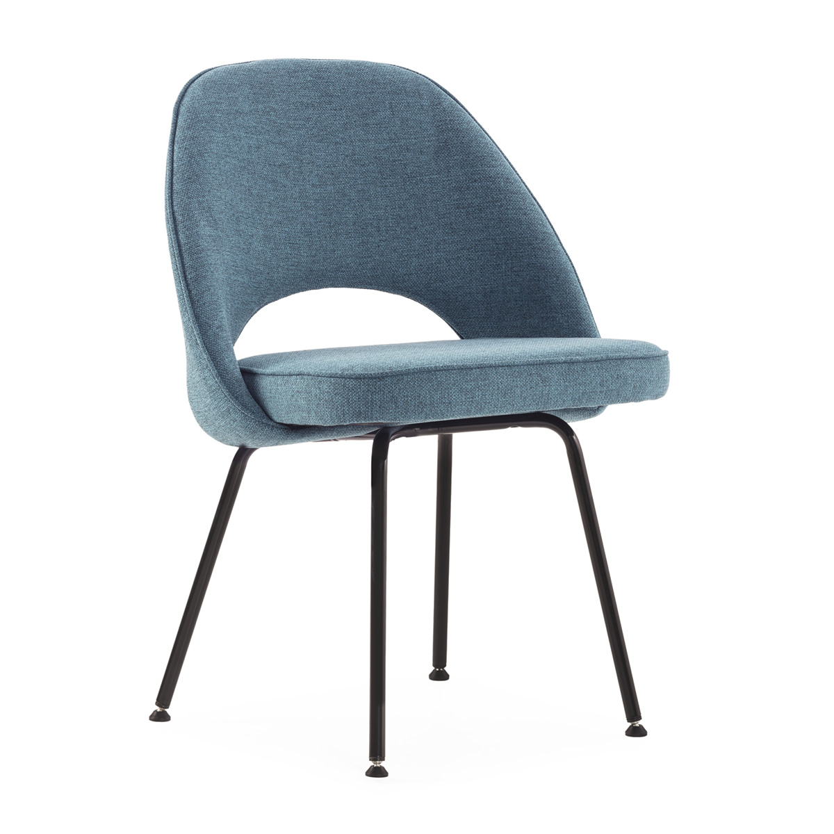 Silla 54x58x80 metal negro, tela poliéster azul