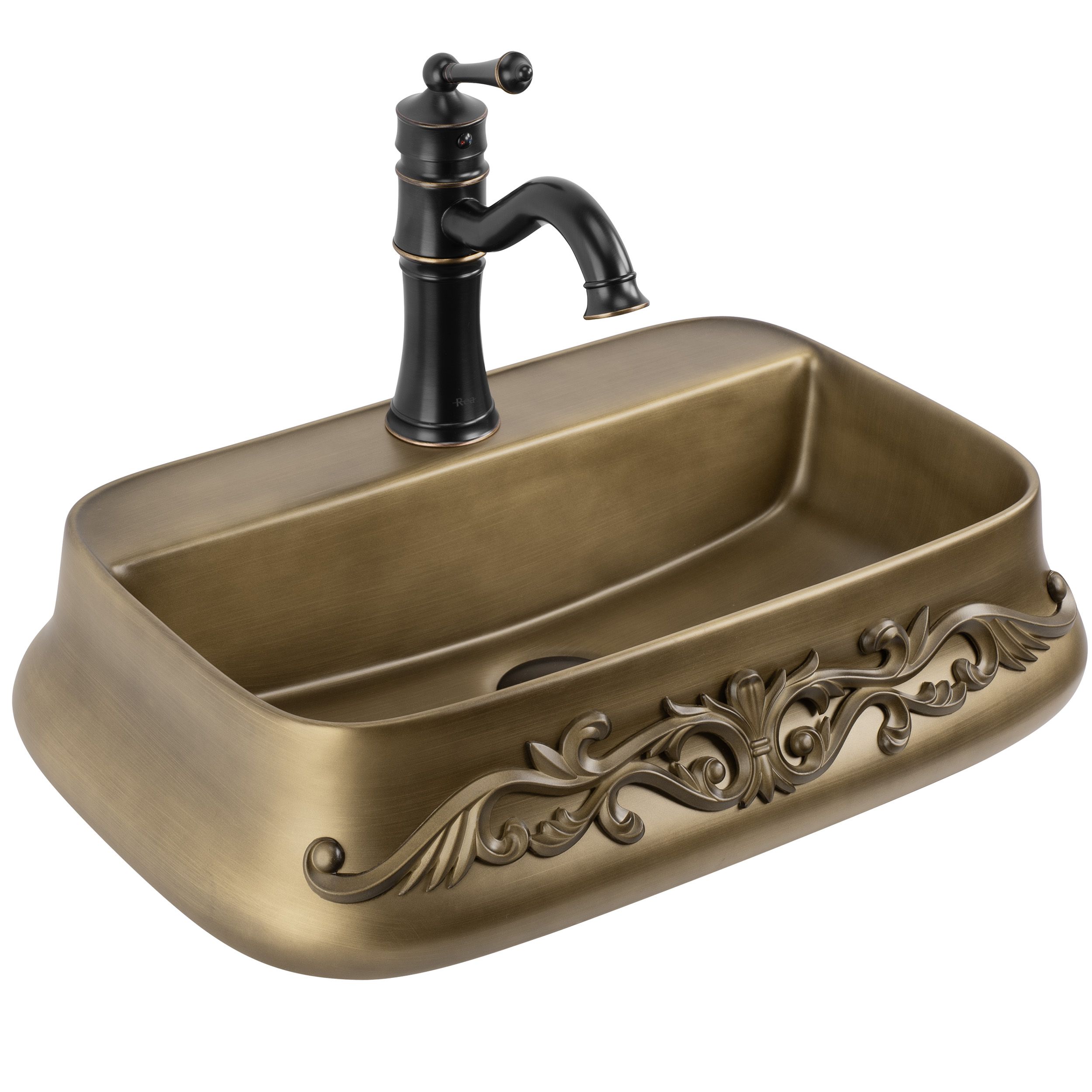 Rea lavabo sobre encimera castel copper, antique bronze, 53x38x14 cm