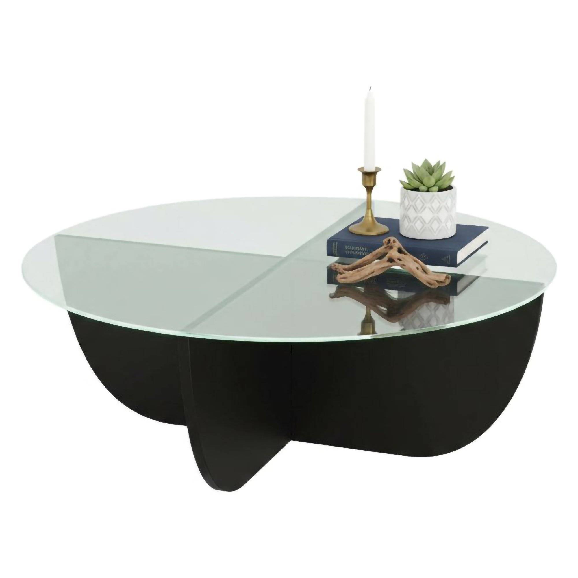 Mesa de centro jolanda, tapa de vidrio, madera nobilitada