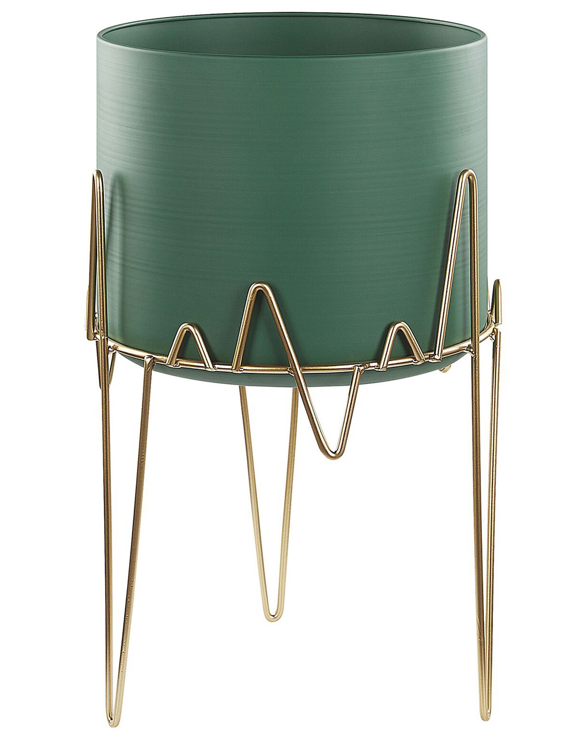 Maceta con patas kalandra 29 cm metal verde oscuro