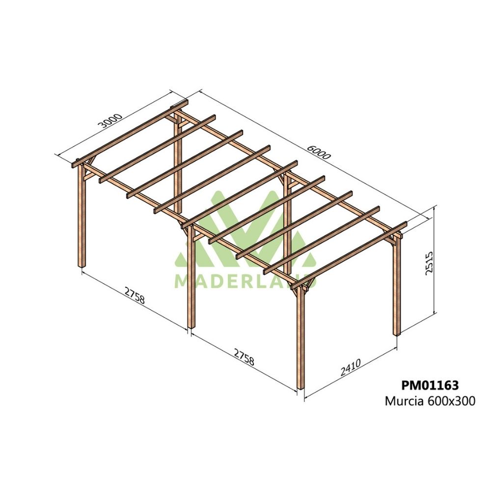 Pérgola de madera maciza - murcia 600x300cm (maderland)