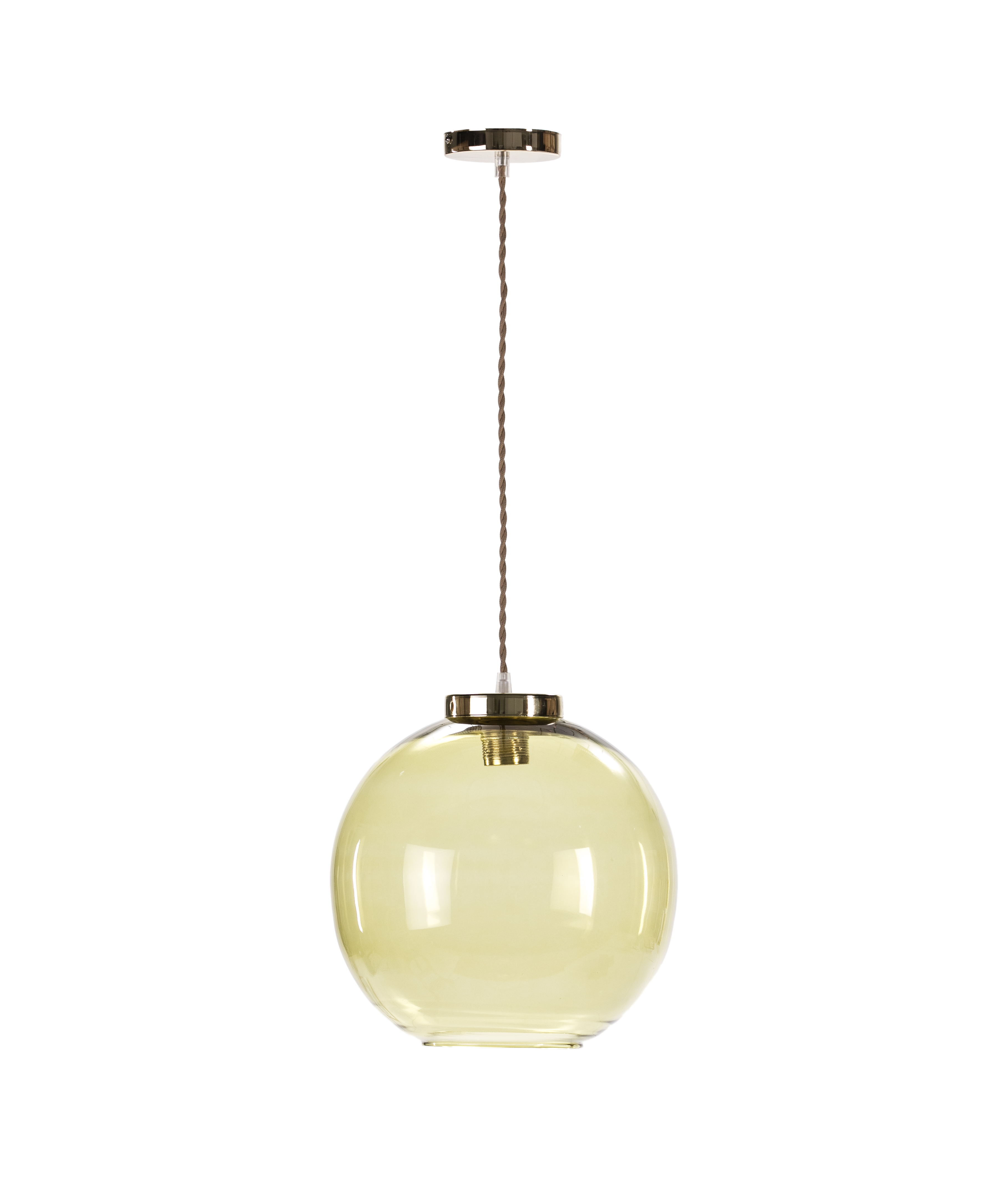 Lámpara techo vidrio soplado amarillo embellecedor metal