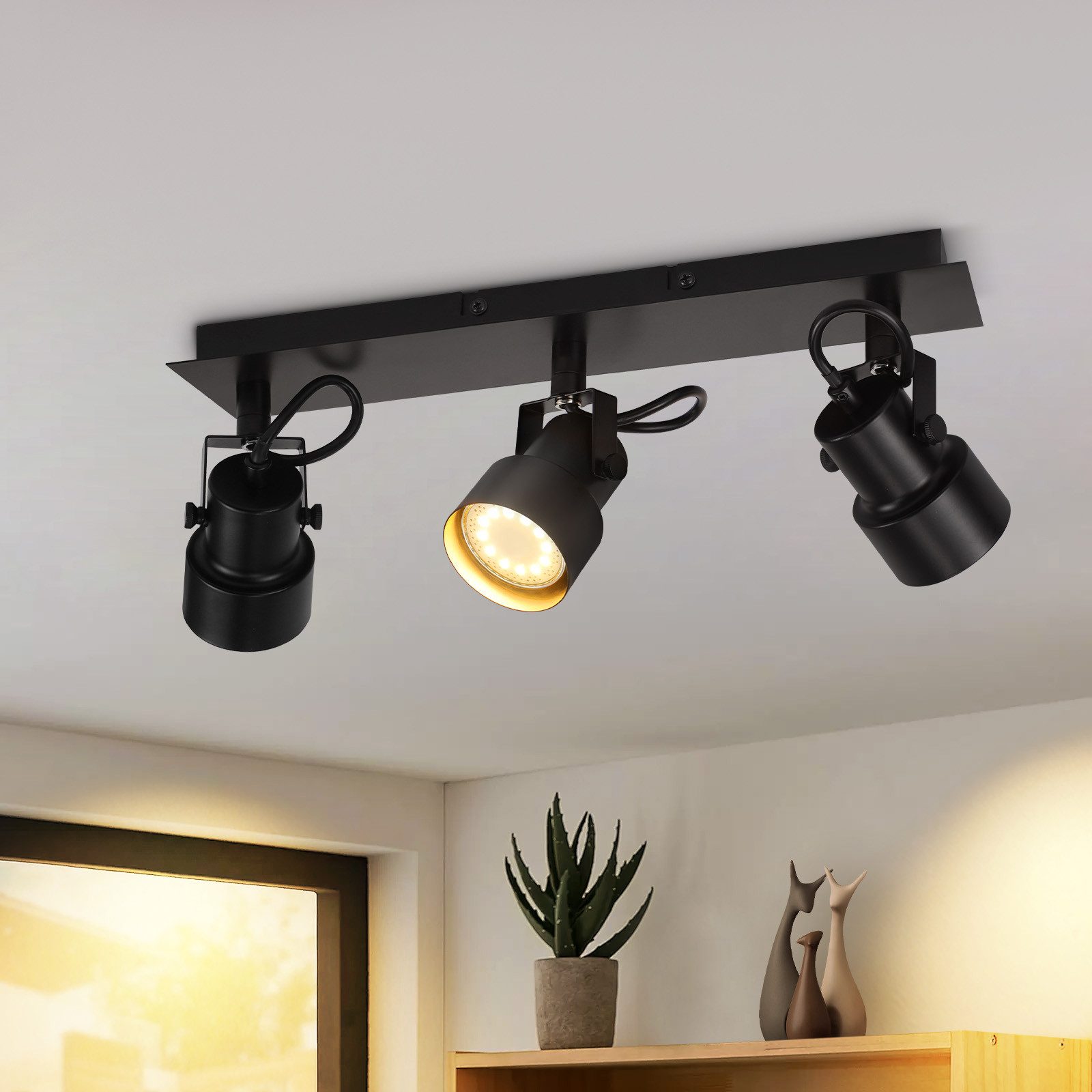 Nettlife lámpara de techo negro gu10 42x7