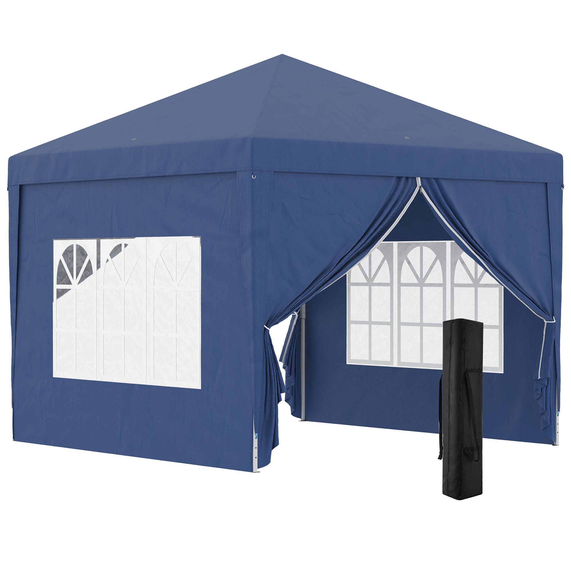 Carpa plegable 295x295x258 cm tela oxford, acero color azul Outsunny