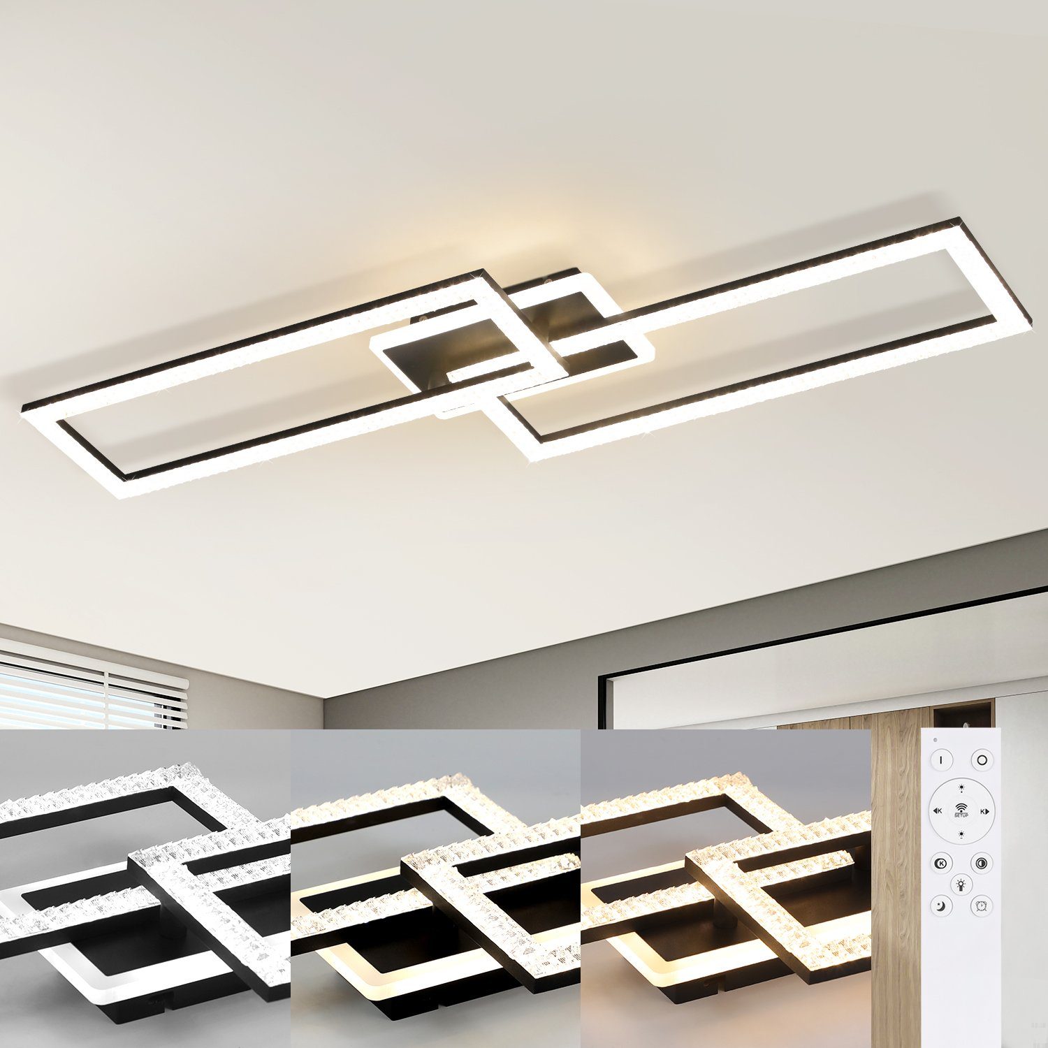 Nettlife plafón LED regulable diseño moderno 56w negro