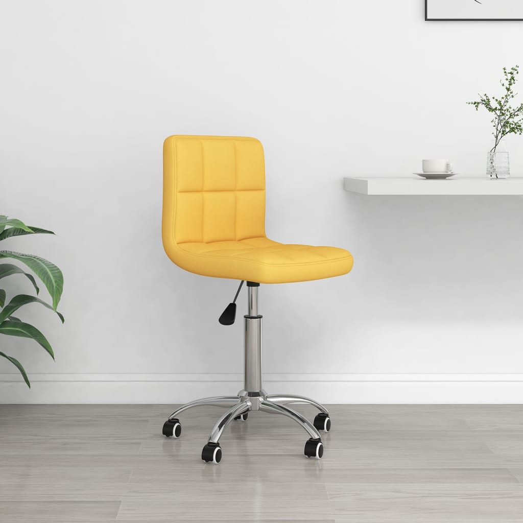 vidaXL silla de oficina giratoria de tela amarilla mostaza
