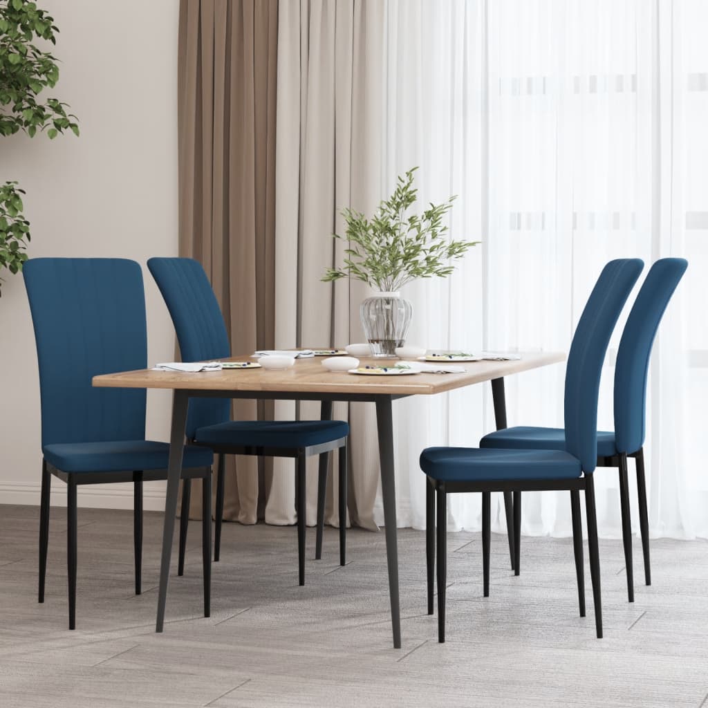 Sillas de comedor 4 unidades terciopelo azul qweo7889