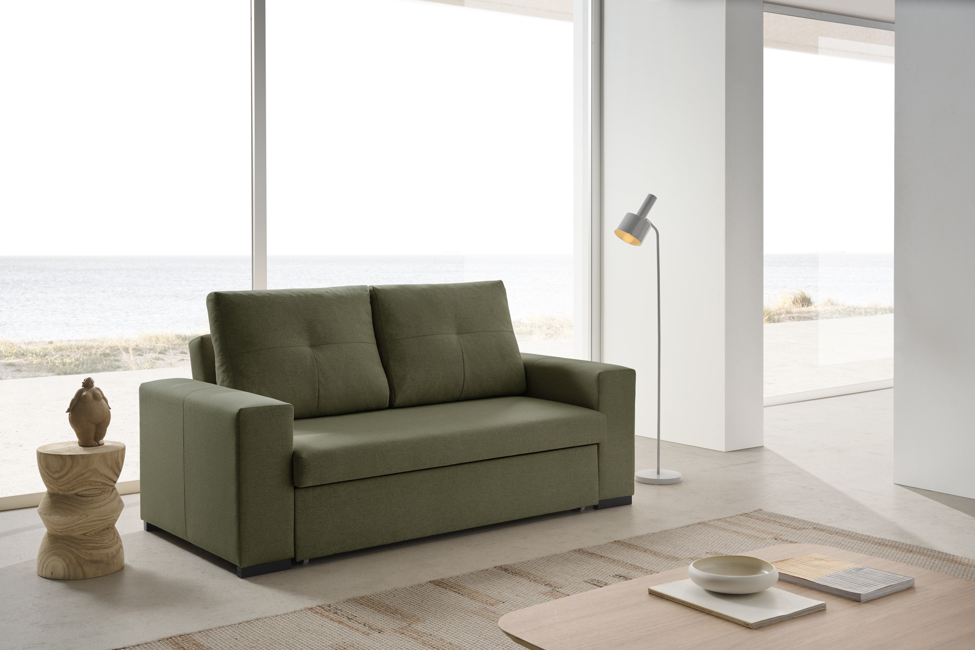 Sofá cama alta gama 3 plazas capri verde