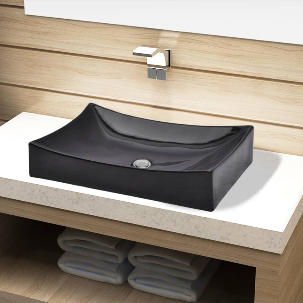 Lavabo de cerámica rectangular color negro eerf7013
