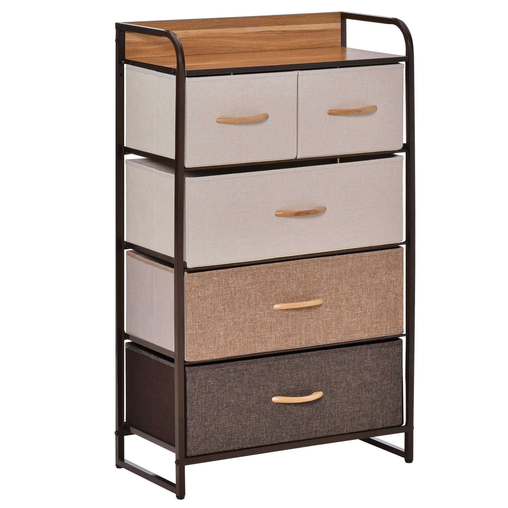 Cómoda de tela lino, metal y mdf multicolor 58x29x99 cm Homcom