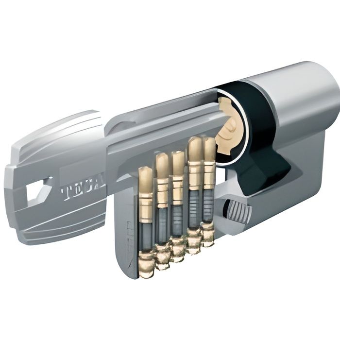 Cilindro de seguridad tesa te-5 niquelado 100mm (40x60) - 5 pines - 3 llave