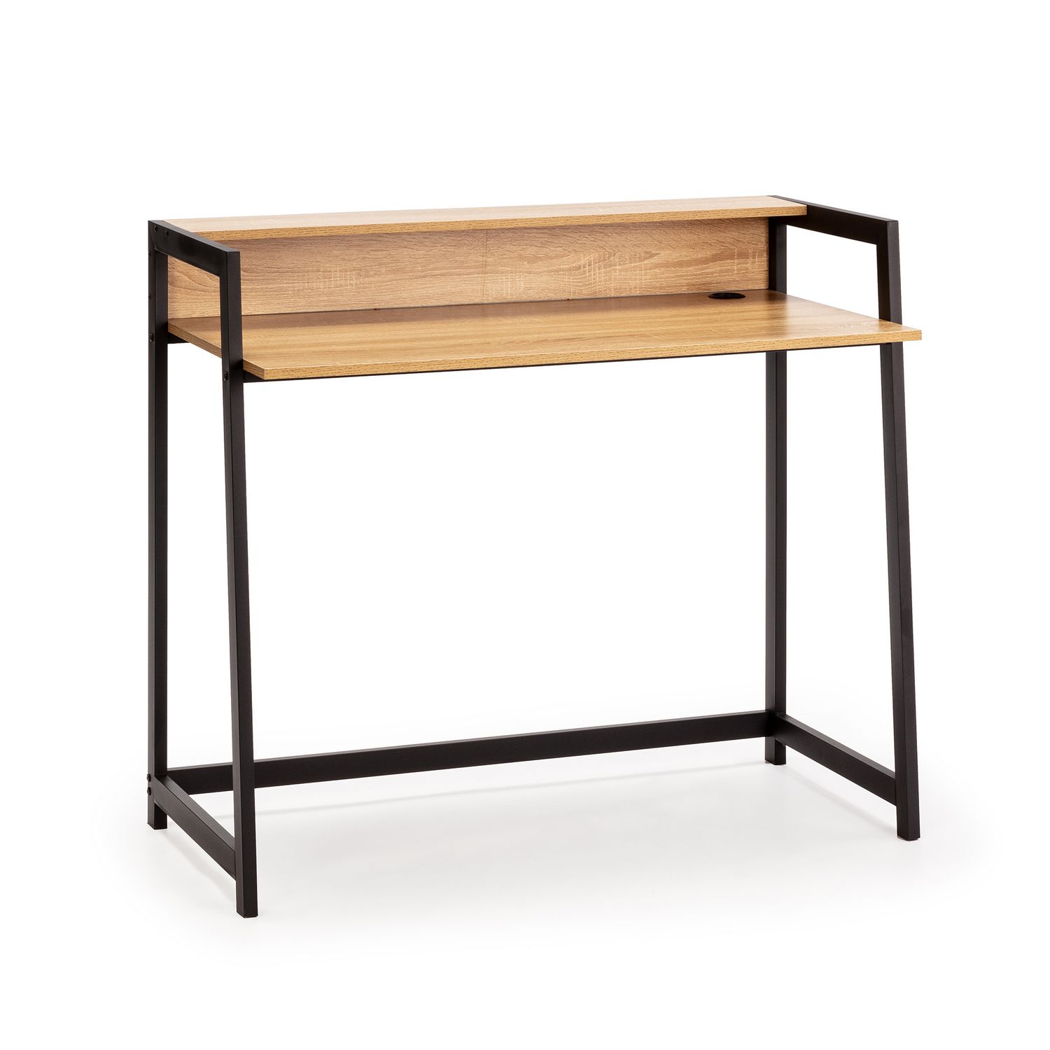 Escritorio de ordenador naia 1 estante, color roble/negro, 105 cm