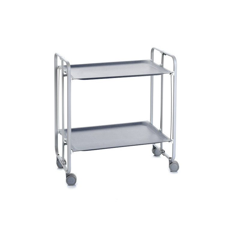 Carrito auxiliar con ruedas bauhaus armazón metálico gris, 2 bandejas