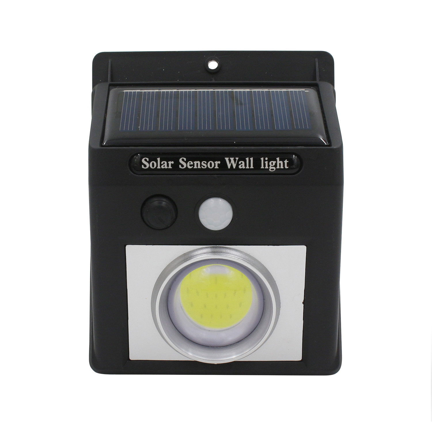 Aplique de pared solar LED con sensor crepuscular y movimiento negro