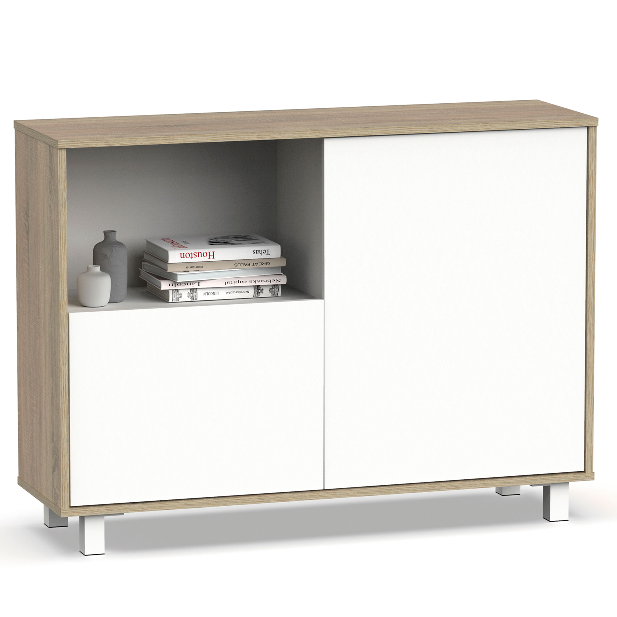 Aparador, mueble salón auxiliar, buffet, briebe nova blanco