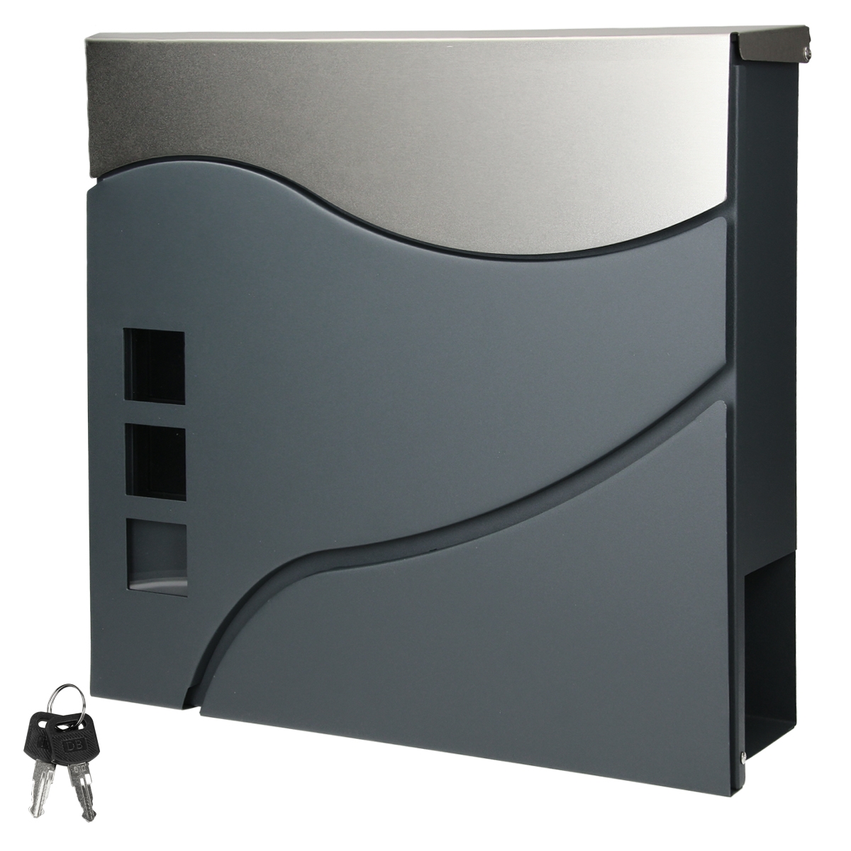Buzón correos de pared acero 37x10,5x36,5 cm plata ecd germany