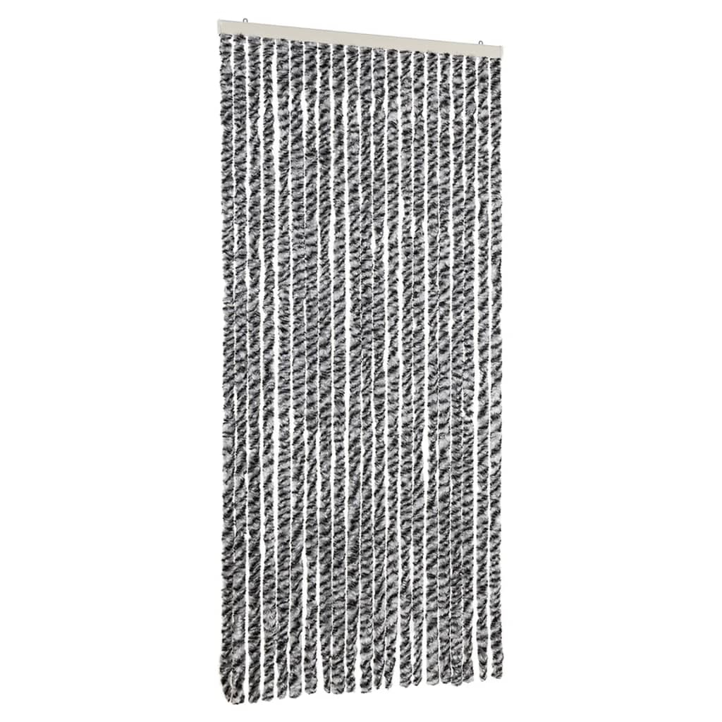 vidaXL cortina antimoscas chenilla gris negro y blanco 90x220 cm