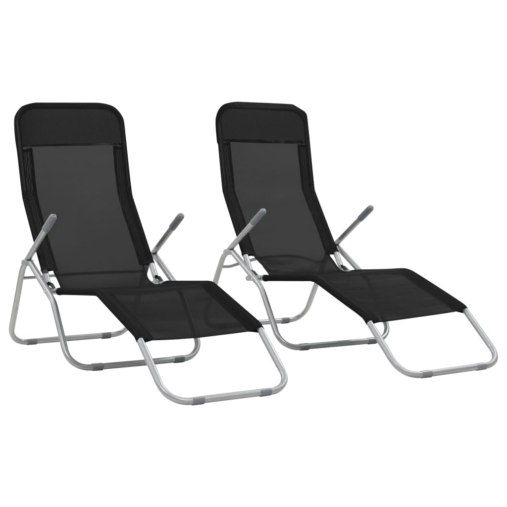 vidaXL tumbonas plegables 2 unidades textilene negro