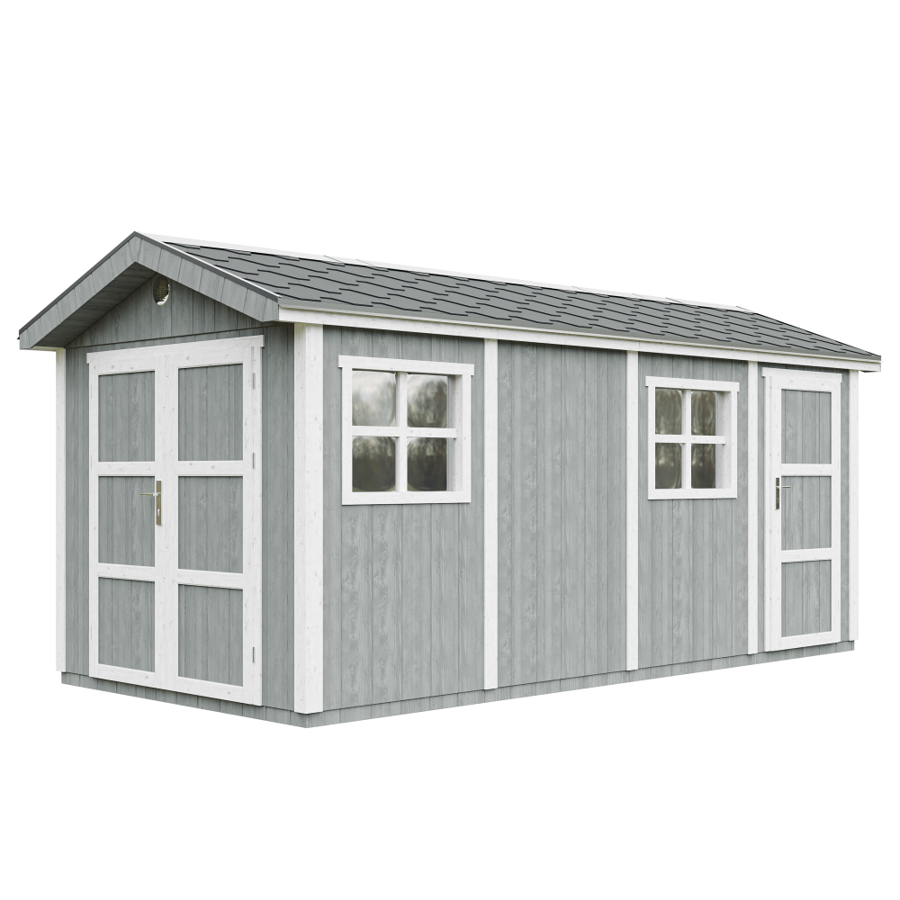 Caseta de jardín Timbela m915c-cavern steel, 11,47 m², premium, con suelo
