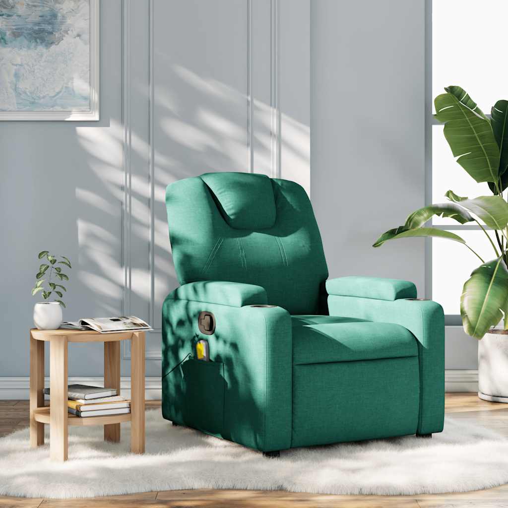 Sillón de masaje reclinable de tela verde oscuro qweo6654