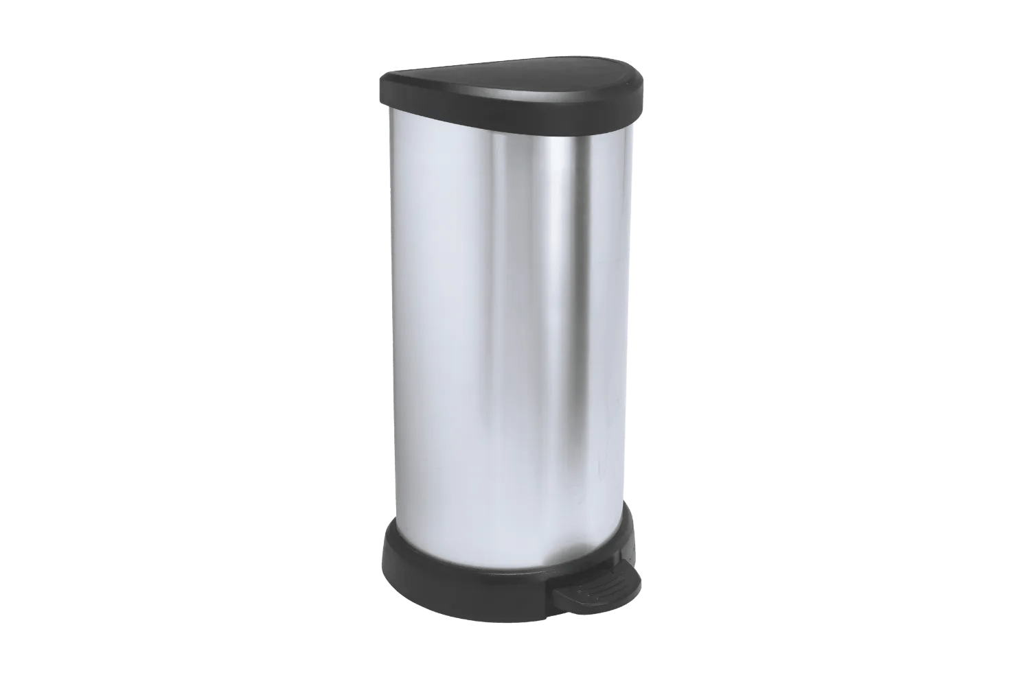 Curver cubo de basura con pedal 40l, acabado acero, tapa y aro para bolsa