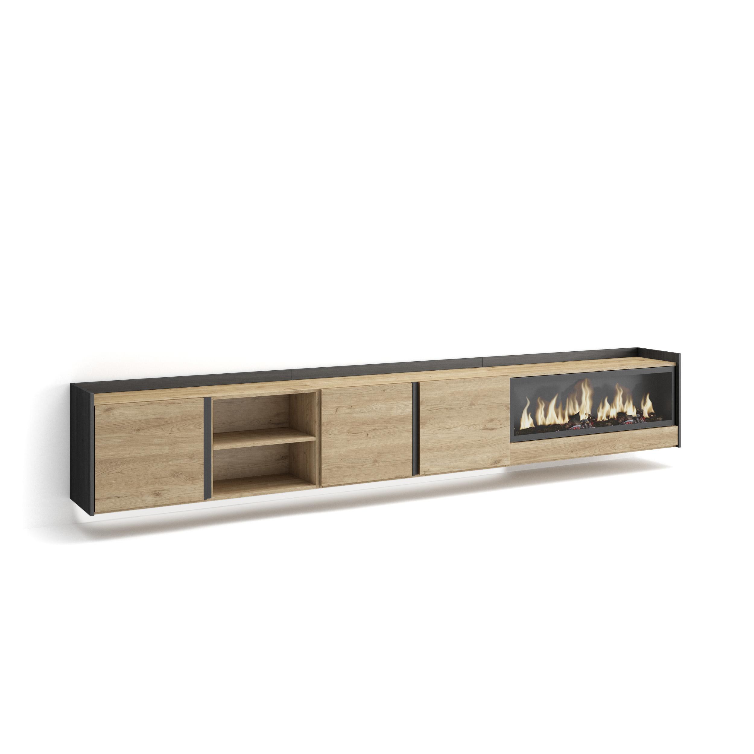 Mueble tv, televisión, chimenea eléctrica, colgado, suspendido, LED rf4730