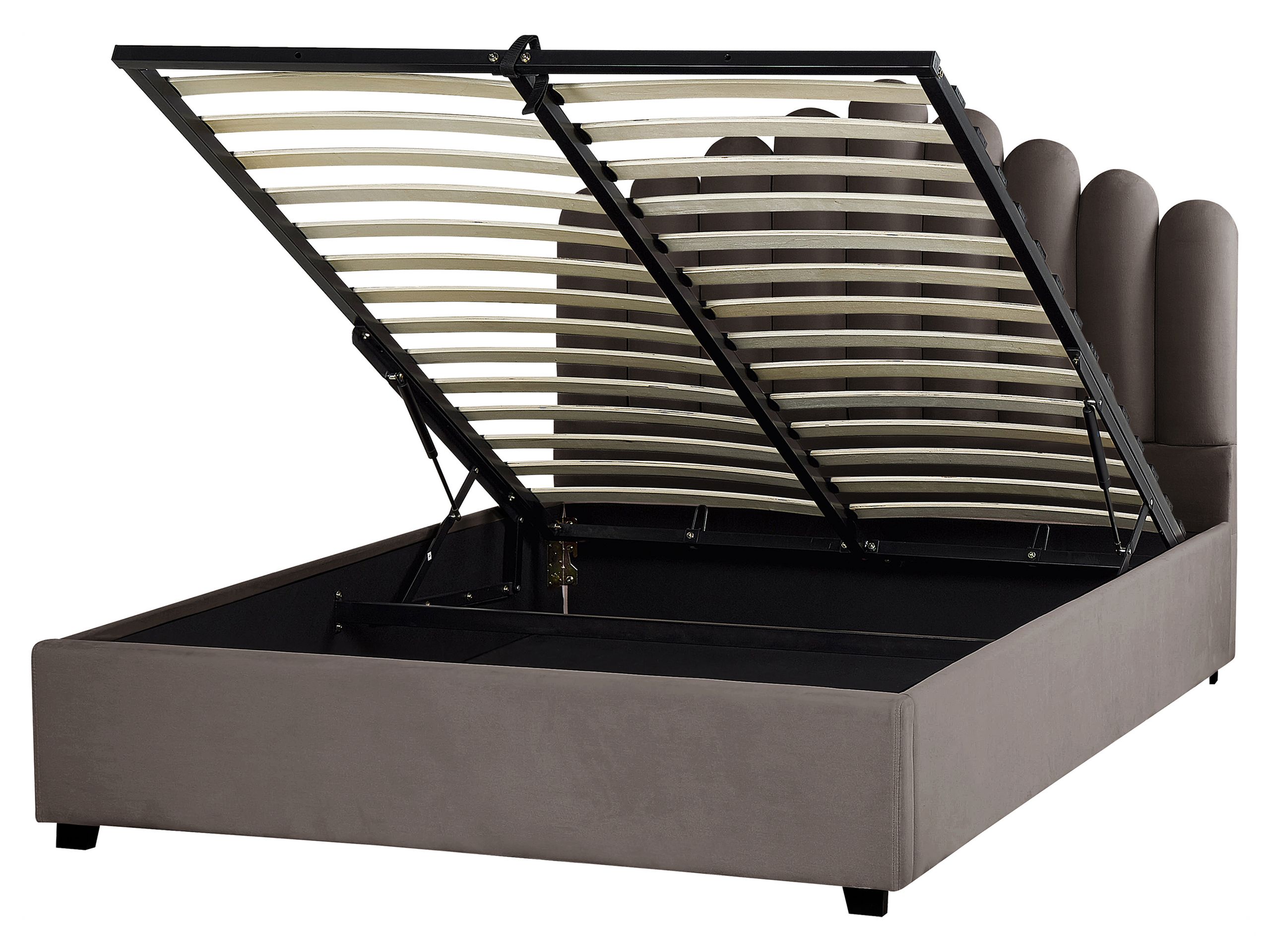 Cama con almacenaje vincennes terciopelo gris pardo 160 x 200 cm