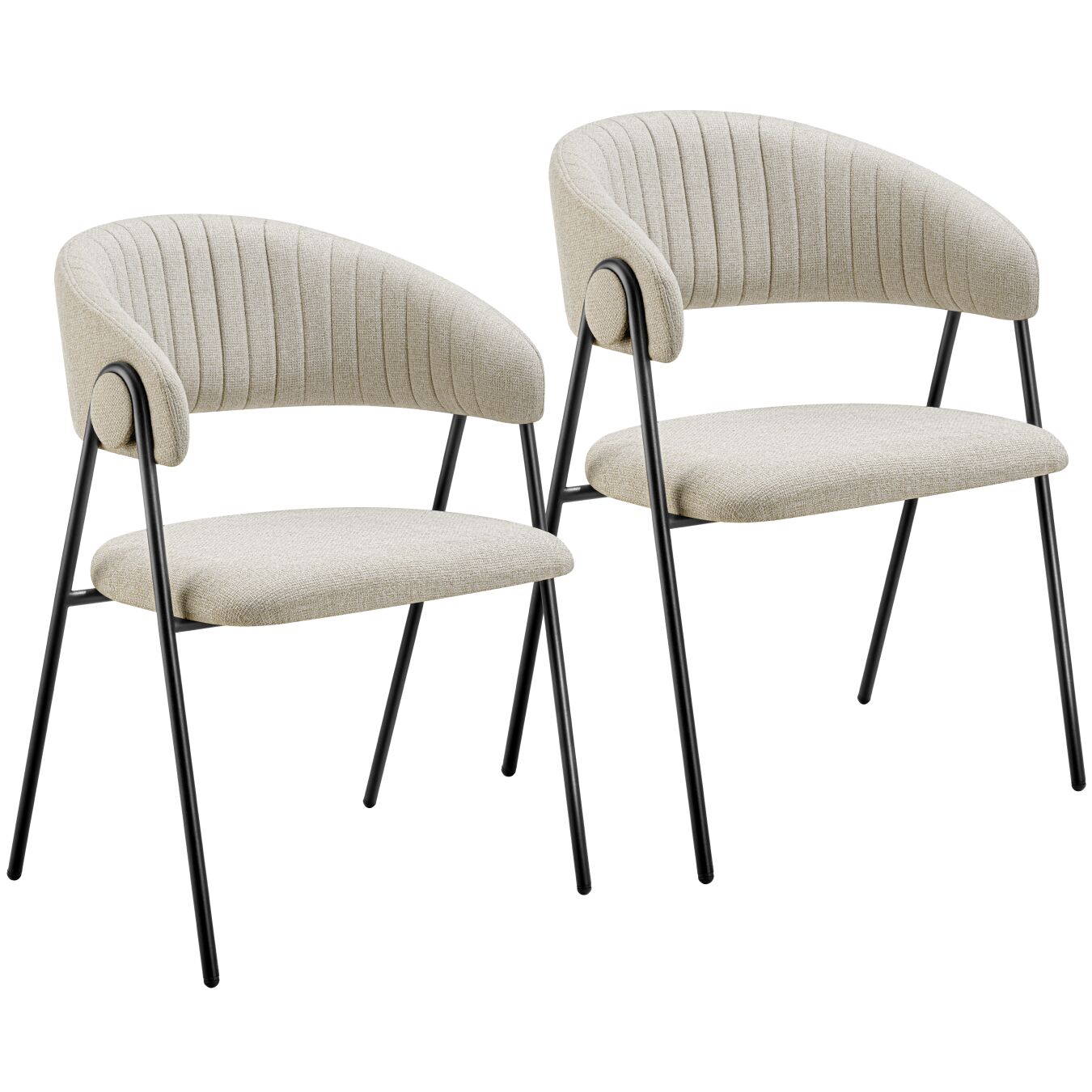 2 sillas de comedor de tejido acolchado 60 x 58 x 85 cm beige/gris