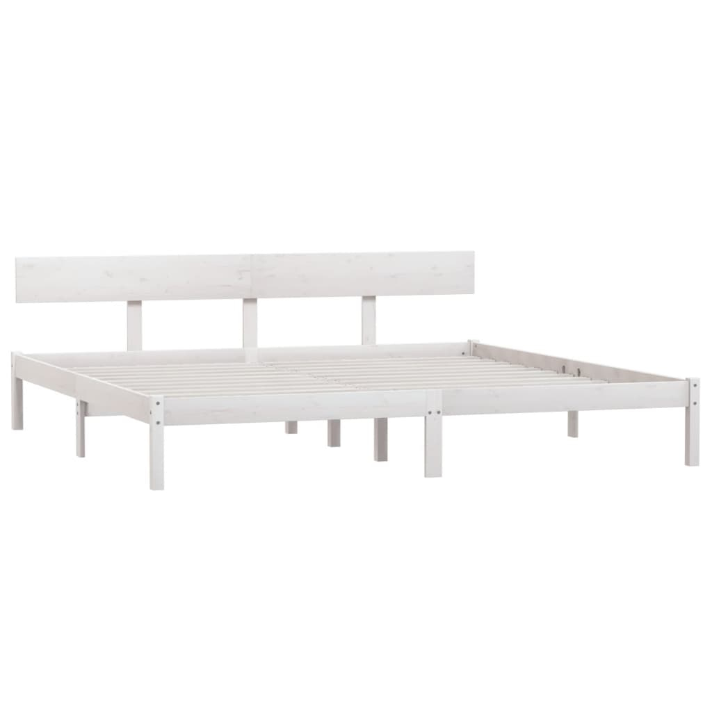 vidaXL estructura de cama doble sin colchón madera maciza blanco