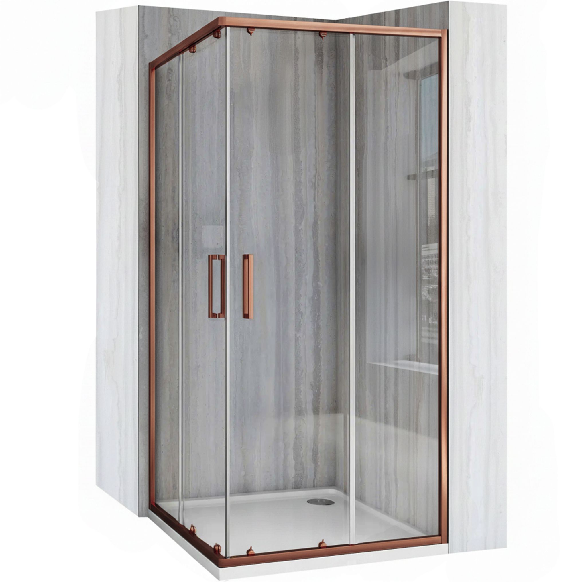 Cabina de la ducha rea city 90x90 brush copper con plato de ducha