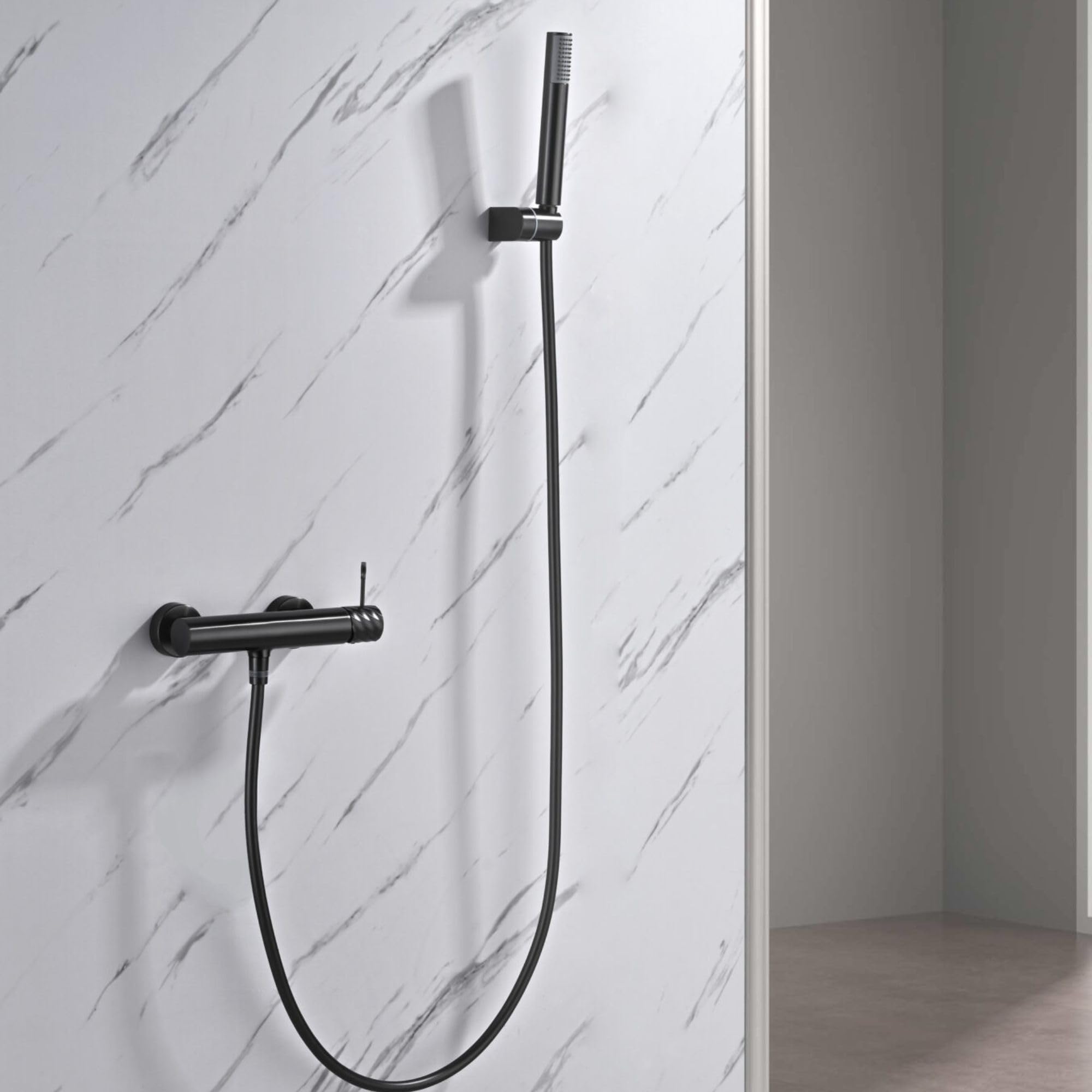 Imex - grifo ducha monomando con alcachofa y manguera negro serie bless
