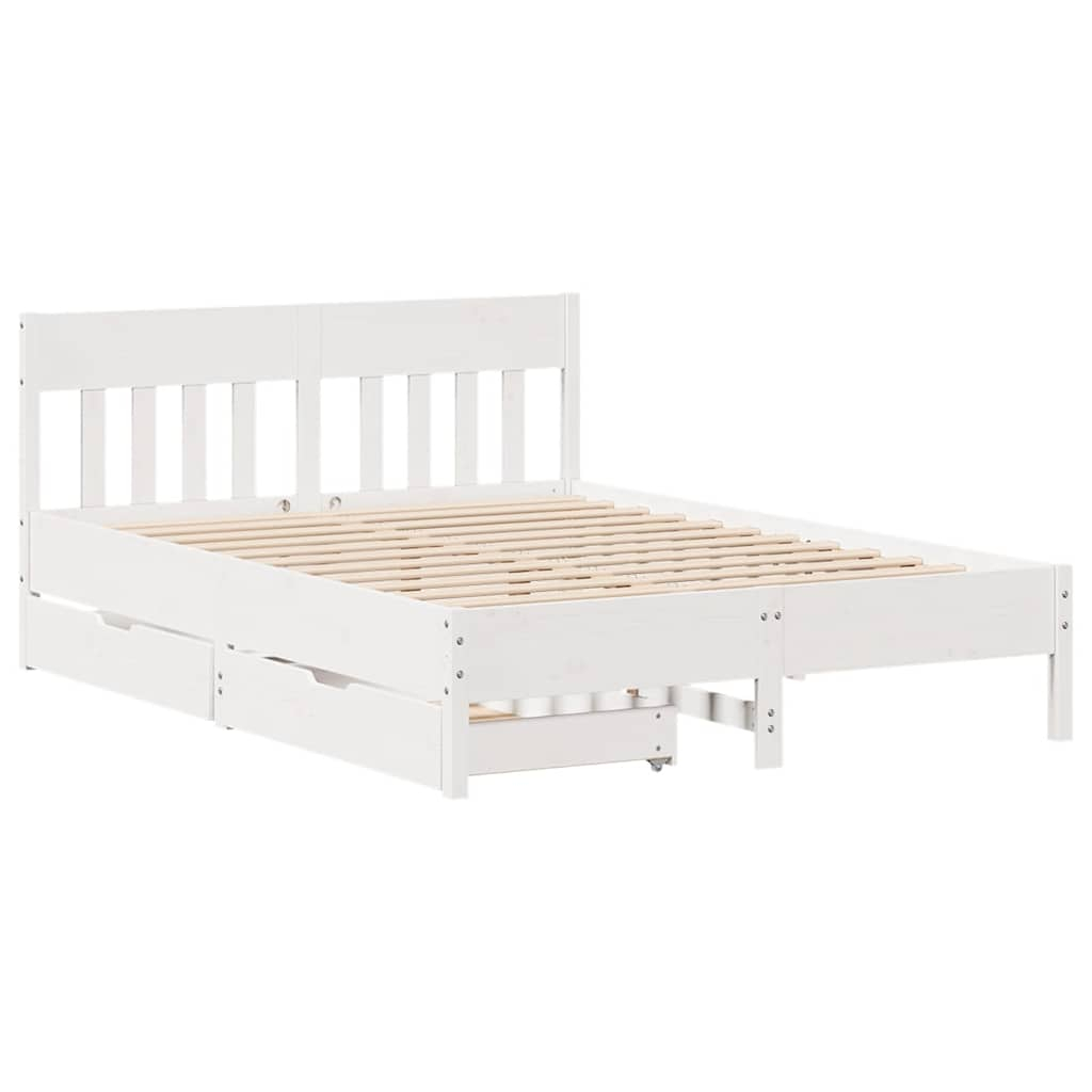 vidaXL estructura de cama sin colchón madera de pino blanco 135x190 cm