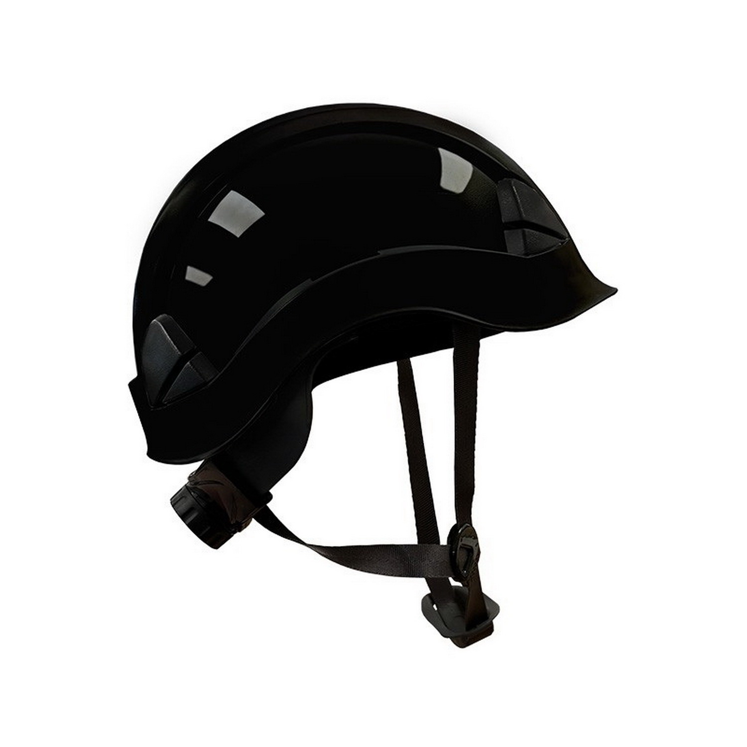 Casco negro con barboquejo