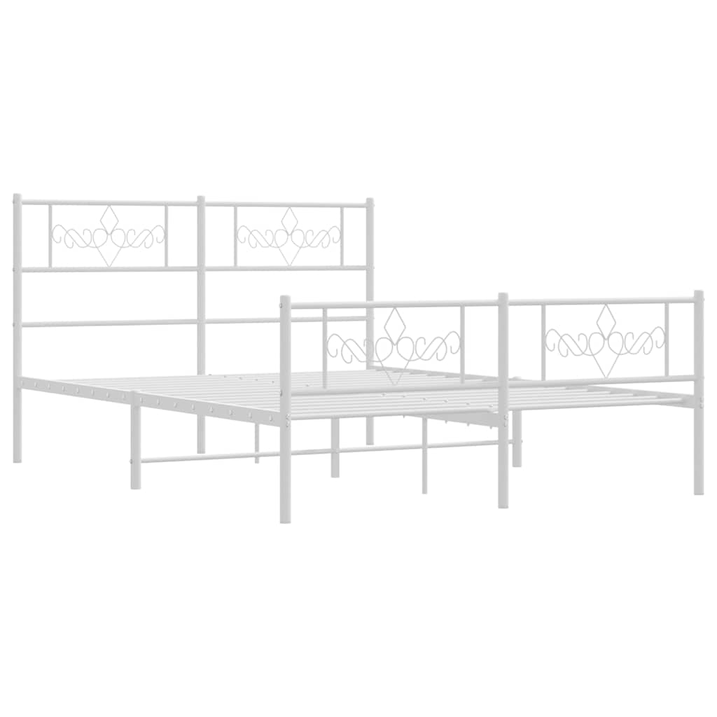 vidaXL estructura cama sin colchón con estribo metal blanco 135x190 cm