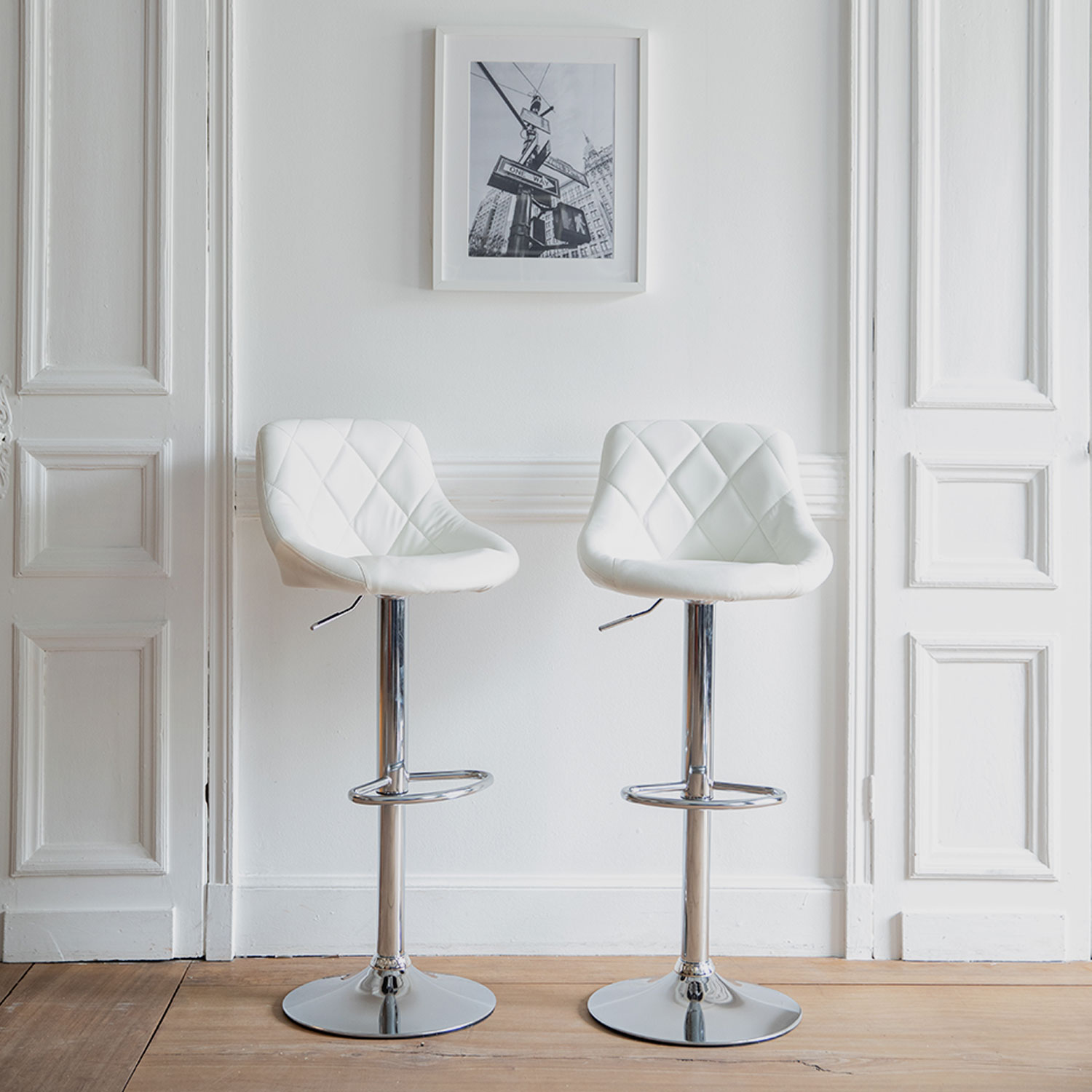 Pack de 2 taburetes de bar blancos jasper