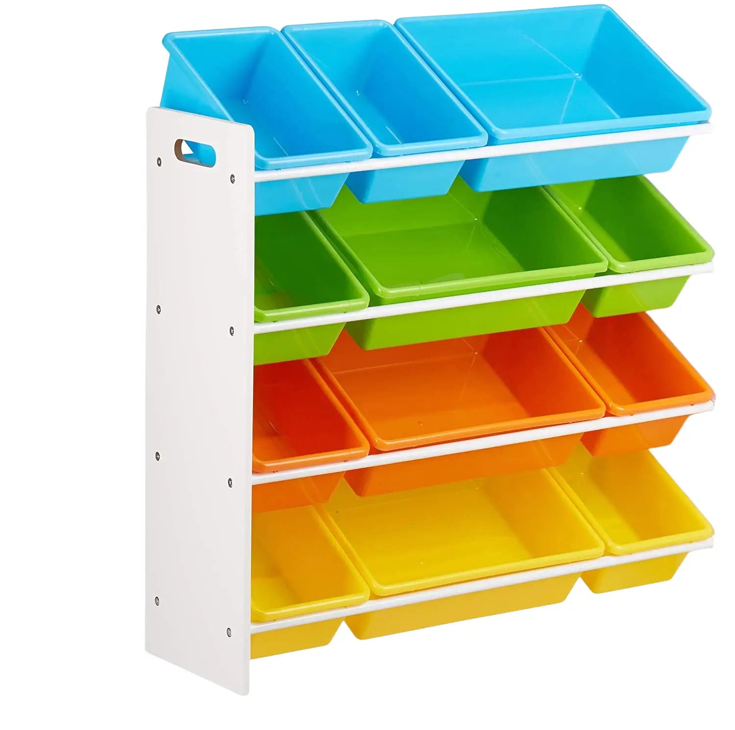 Estantería infantil con 9 cajas de juguetes de colores