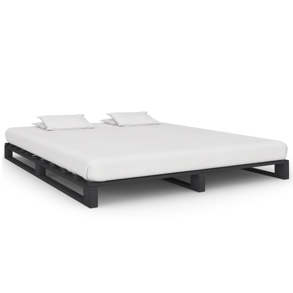 Cama 200x200 cm,cama de palets madera maciza pino gris rhu9210