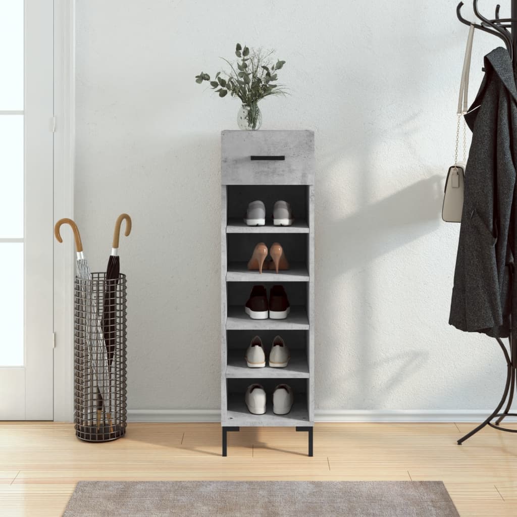 Zapatero madera de ingeniería gris hormigón 30x35x105 cm esxt7922