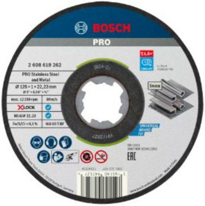 Disco de corte - Bosch - 2608619262 - 125x1mm - acero inoxidable - x-lock