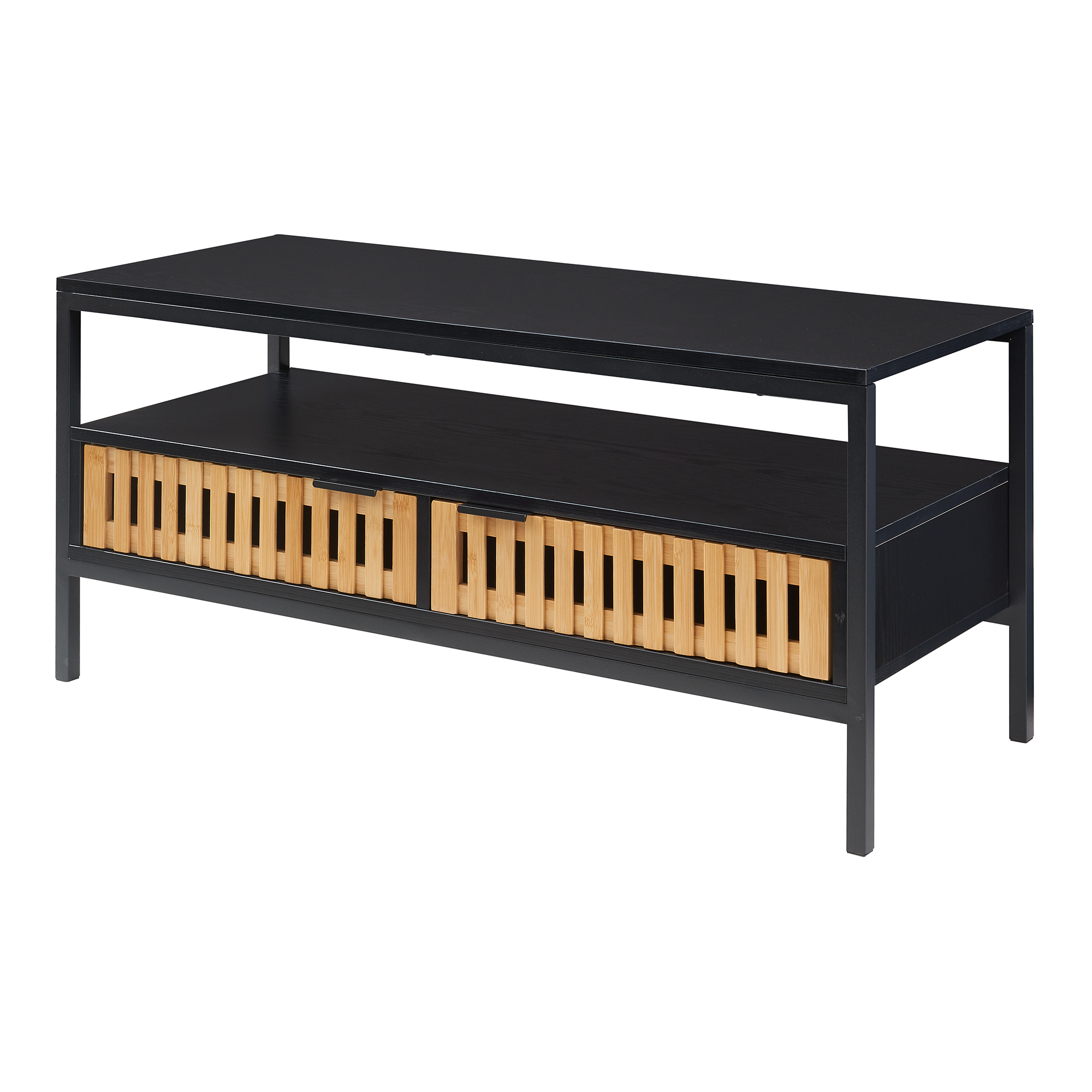Mesa de centro luniehti 100x40x48 cm - negro/natural [en.casa]