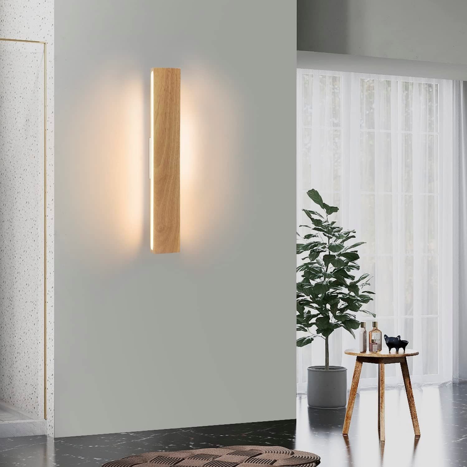 Nettlife aplique pared LED madera 52x8