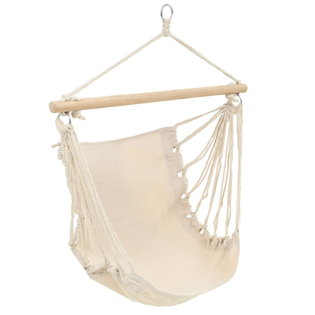 vidaXL columpio/hamaca grande de tela blanco crema