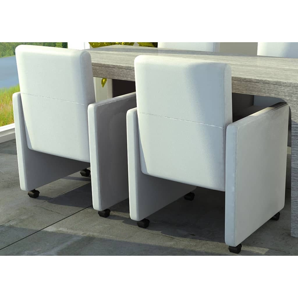 Sillas de comedor 2 unidades cuero sintético blanco qweo5404