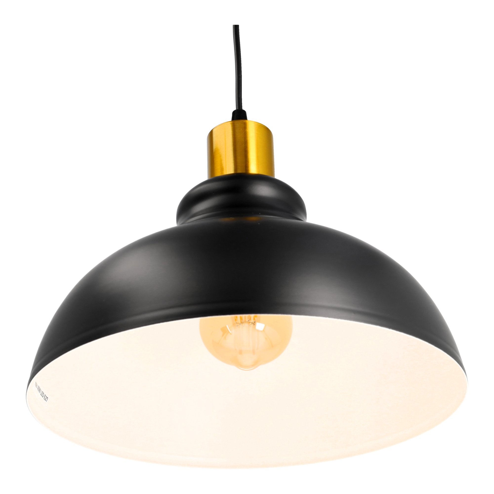 Lámpara coLGante retro de metal, diámetro 29cm. E27. Color negro