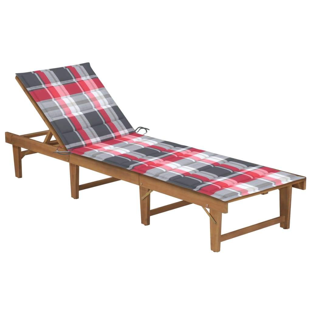 vidaXL tumbona plegable con cojín madera maciza de acacia