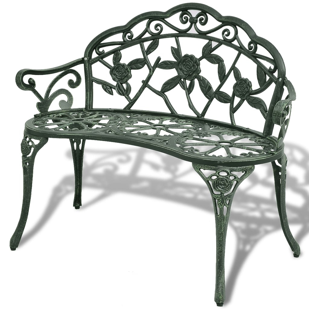 vidaXL banco de jardín de aluminio fundido verde 100 cm