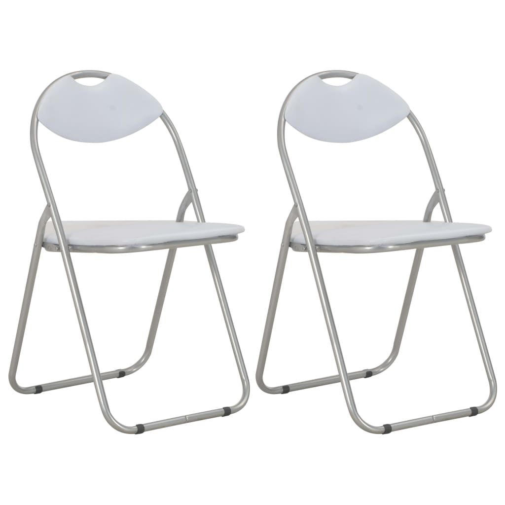 Sillas de comedor plegables 2 unidades cuero sintético blanco qweo2813