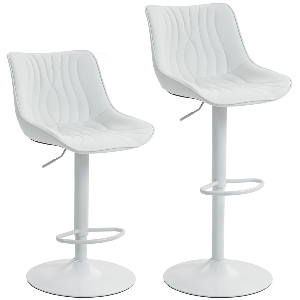 Taburetes de bar 47.5x54x110 cm pu, acero color blanco Homcom