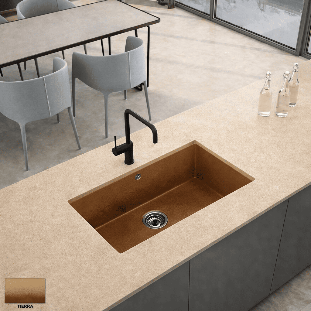 Fregadero cocina vali bajo encimera 81,5x51 cm resina tierra